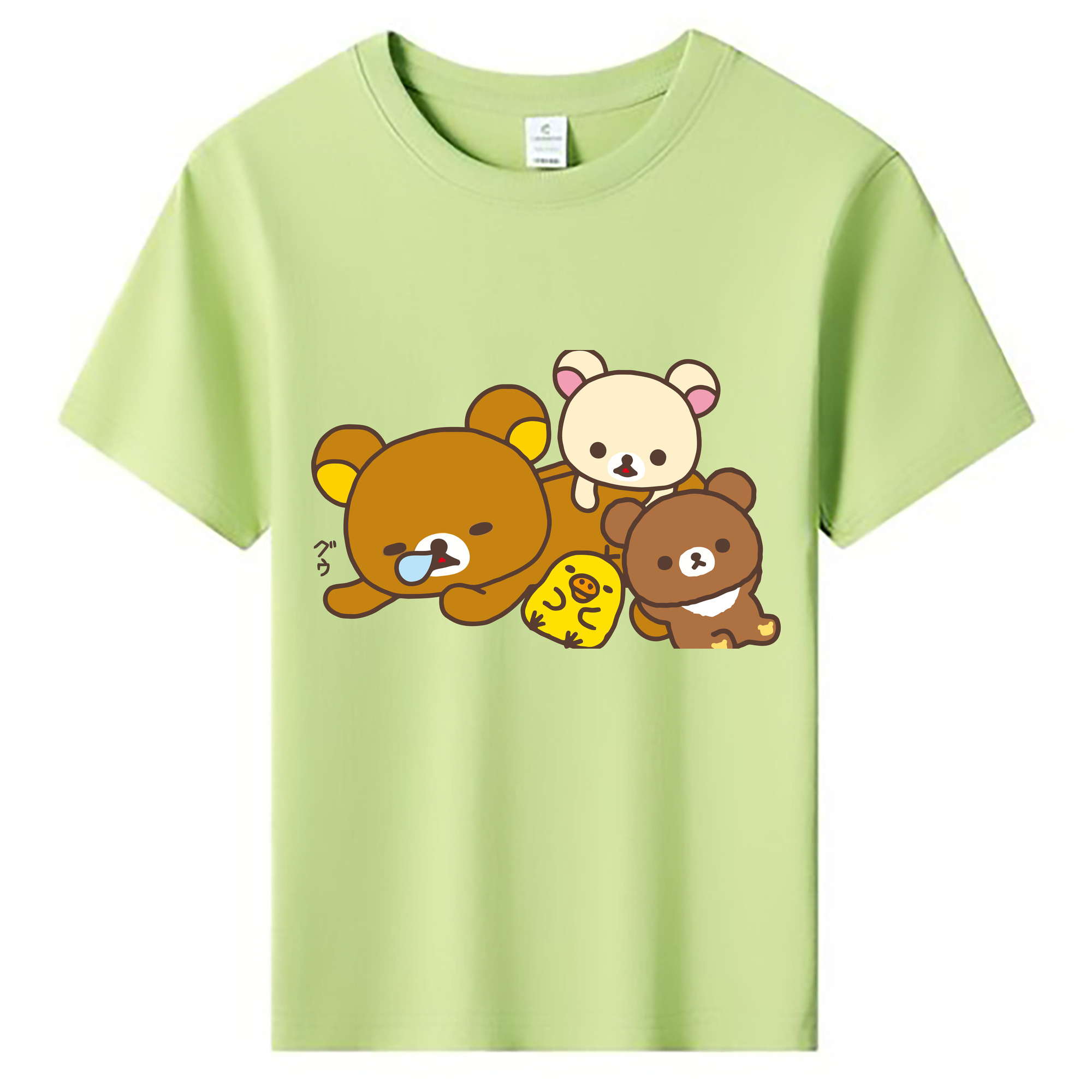（画像用） リラックマ リラックマ キイロイトリ Rilakkuma Korilakkuma Kiiroitori 綿100％キッズTシャツ（フロントプリント）